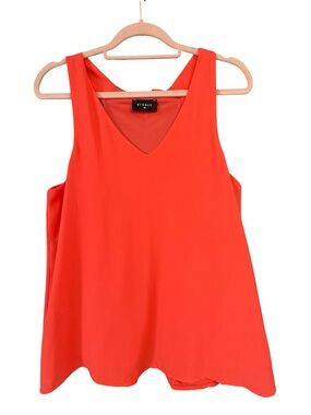 Everly women’s bright orange sleeveless chiffon flowy tank top V-neck Size Med